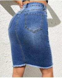 RIPPED DENIM SKIRT